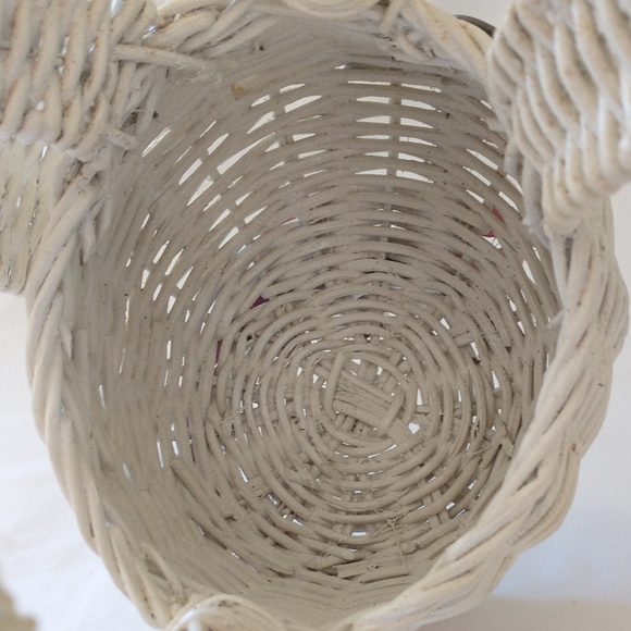 Vtg Wicker Easter Bunny Basket Planter Rabbit Whit - Picture 8 of 12